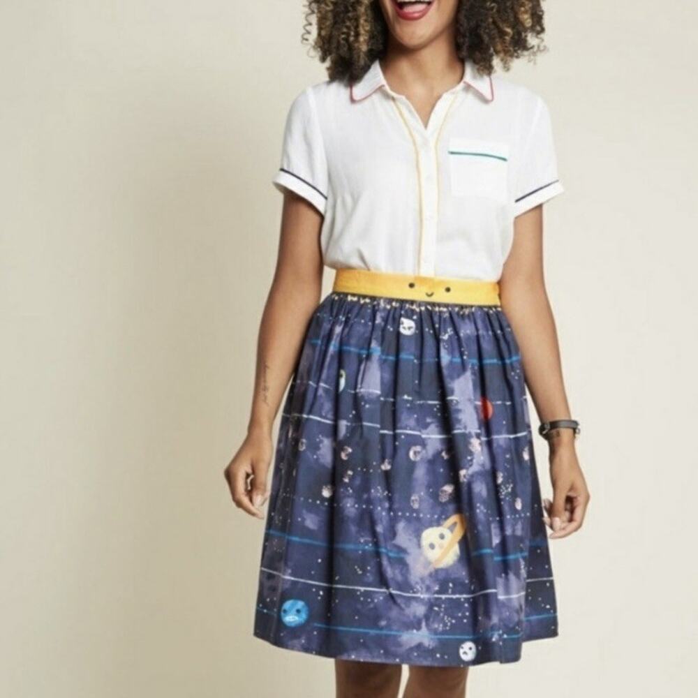 ModCloth Outer Space Planets Skirt Size Small
